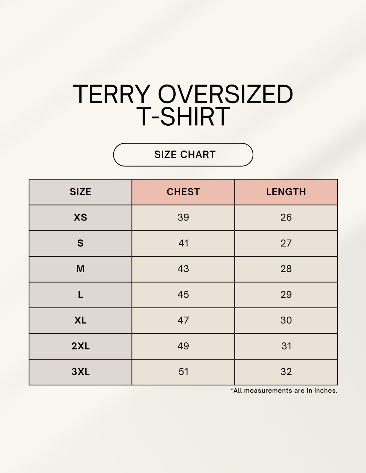 Size chart for Last of the Originals - Human v2.0