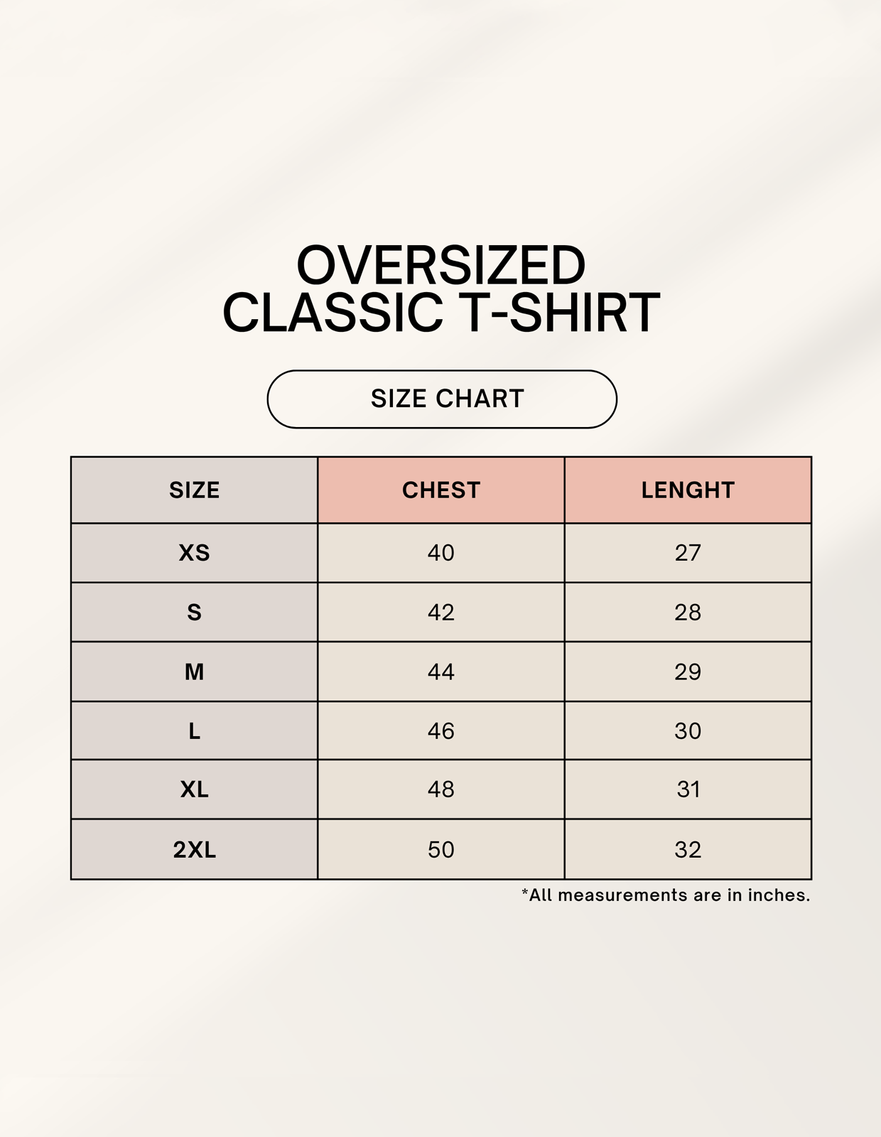 Size chart for Demonsta Graphic Oversized T-Shirt