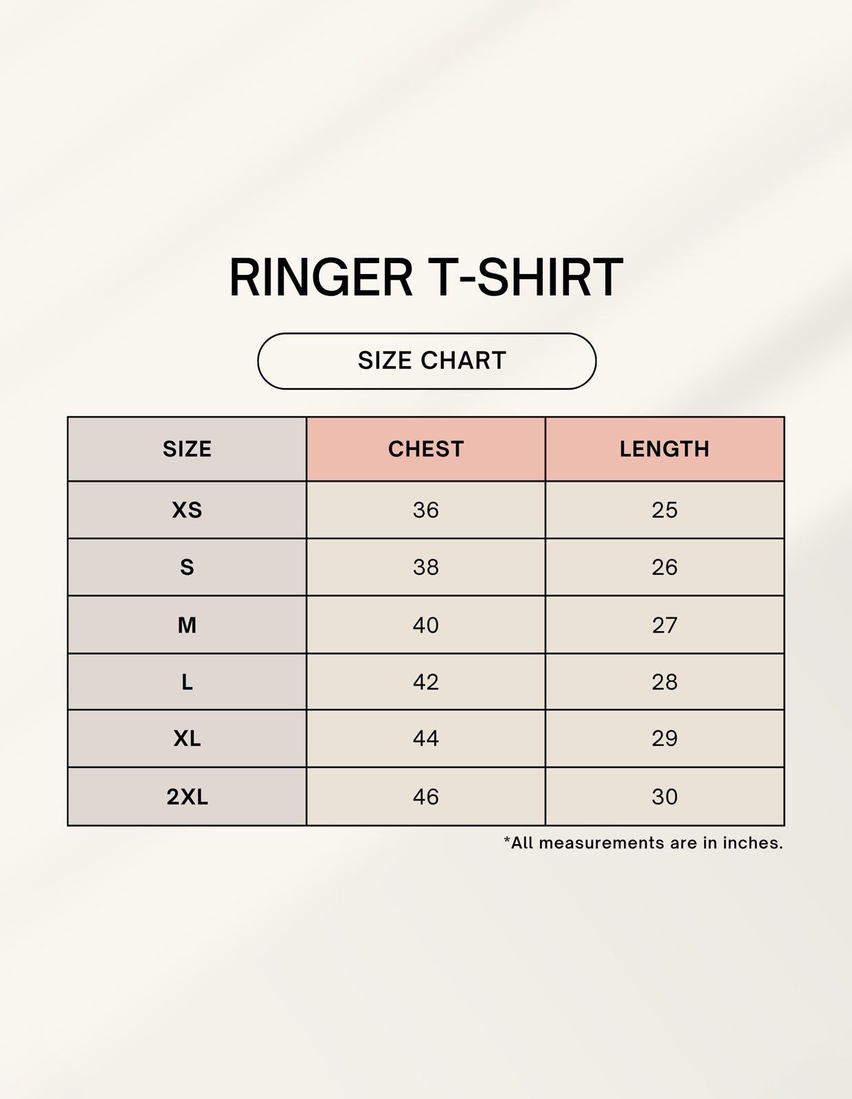 Size chart for CHOSEN — Devotional Streetwear T-Shirt