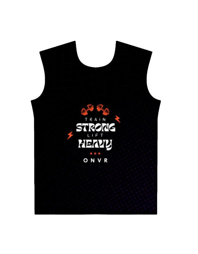 ONVR Train Strong Lift Heavy Sleeveless Gym T-Shirt | Men’s Black Workout Tank