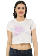 white crop top with artistic design 