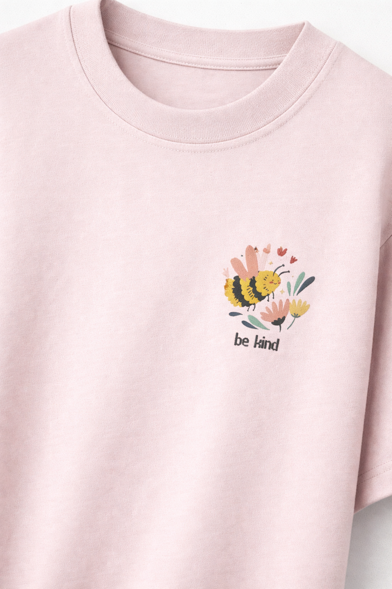 Be Kind with floral design on left pocket