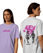 Two people wearing ONVR t-shirts with '4EVER' text and graphic design.