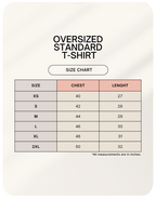 Size chart for oversized t-shirts